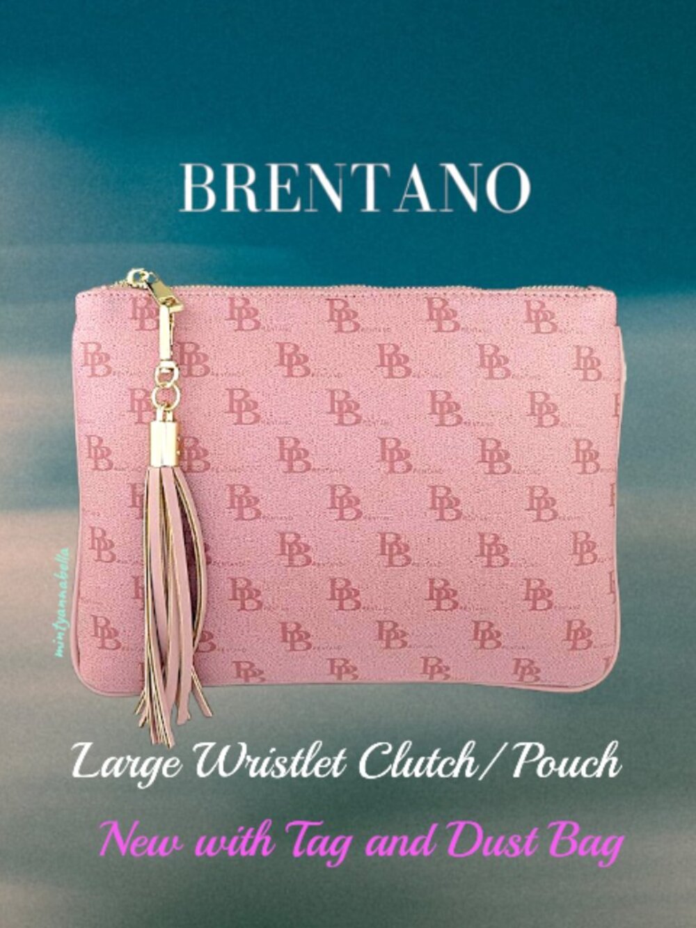Brentano Large Pink Blush Wristlet Pouch